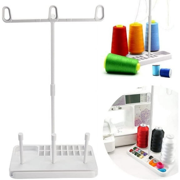 BUZIFU  3 Spools Holder Smoother Feed Thread Stand Heavy Plastic Base Cone Thread Stand Assembleable Thread Rack DIY for Domestic, Embroidery, Sewing Machines