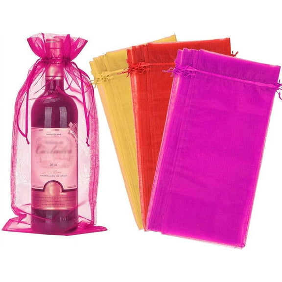 BUZIFU 30pcs Organza Wine Bags 15 * 6" Wine Bottle Gift Bags Party Wine Bottle Gift Wrapping with Drawstring Reusable Wine Bottle Cover Bags for Wine Champagne Wedding Christmas Party Favors