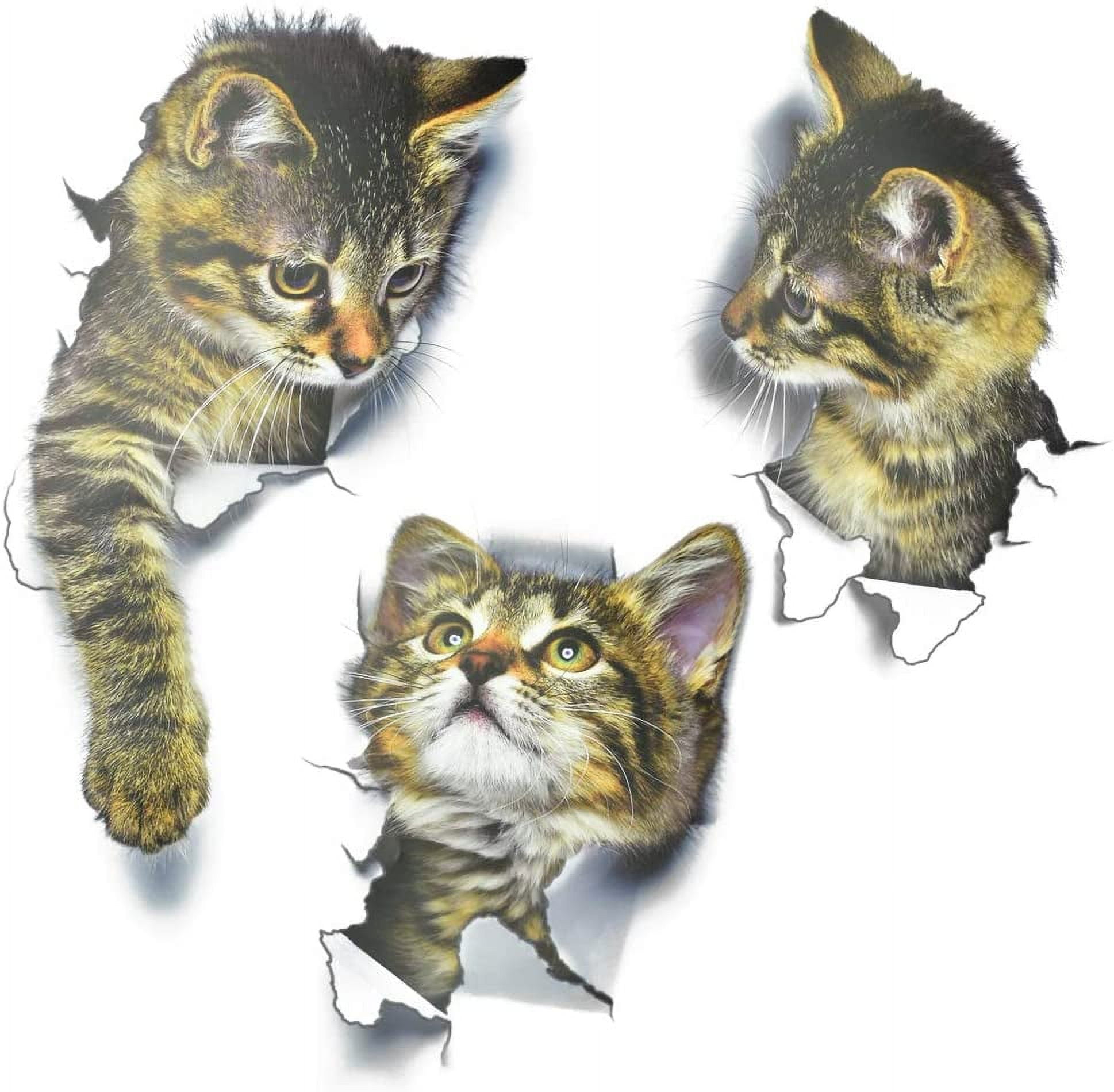 BUZIFU 3Pcs Cat Wall Decal Removable 3D Cute Cat Wall Stickers