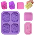 thumbnail image 1 of BUZIFU 3Pcs Silicone Soap Making Supplies Molds, DIY Handmade Soap Trays 4 Cavities Angel Soap Moulds Single Rectangle Square Silicone Soap Molds Food Grade for Cake, Muffin, Mooncake, Chocolate, 1 of 6