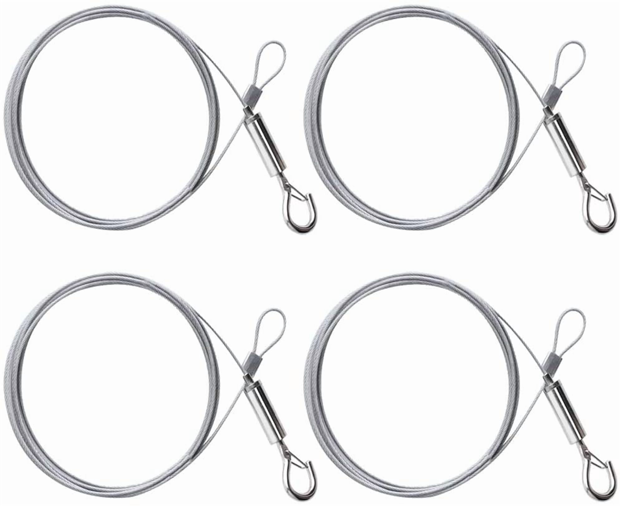 TEENGSE Picture Hanging Wire Kit – 4 Pcs 2m X 1.5mm Stainless Steel Rope With 8 D-Rings & 24 Screws, Adjustable Length, Load 50kg (110 Lbs) For Mirrors, Frames, Billboards