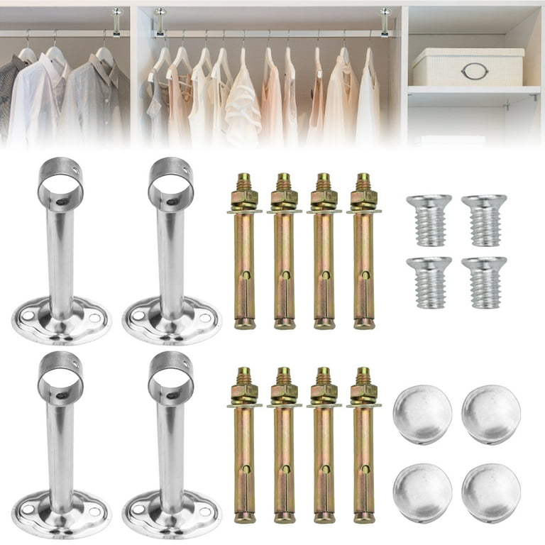 BUZIFU pcs Stainless Steel Closet Pole Sockets Heavy Duty Closet