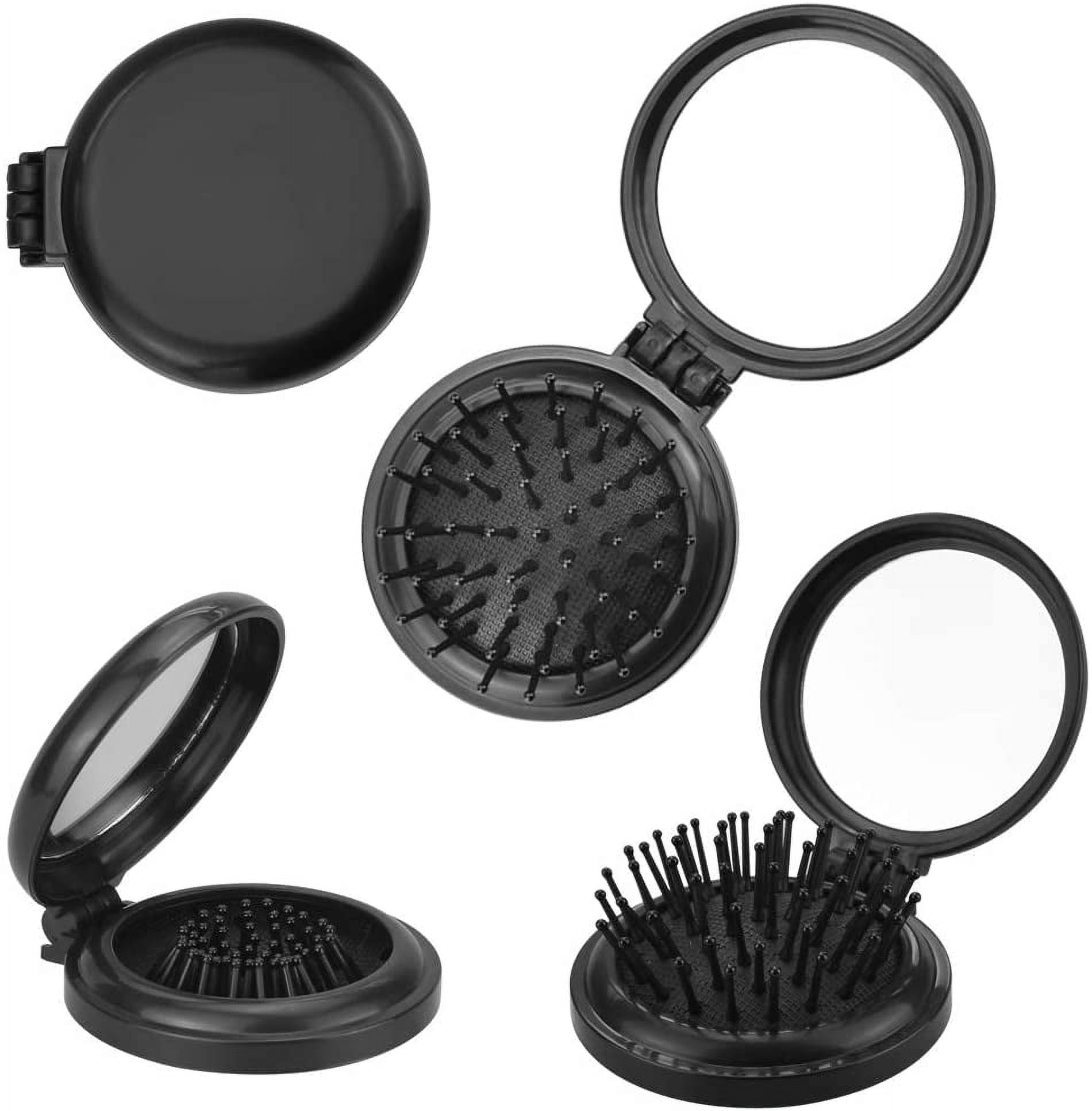 BUZIFU 4pcs Portable Folding Travel Hair Brush Set with Mirror, Compact ...