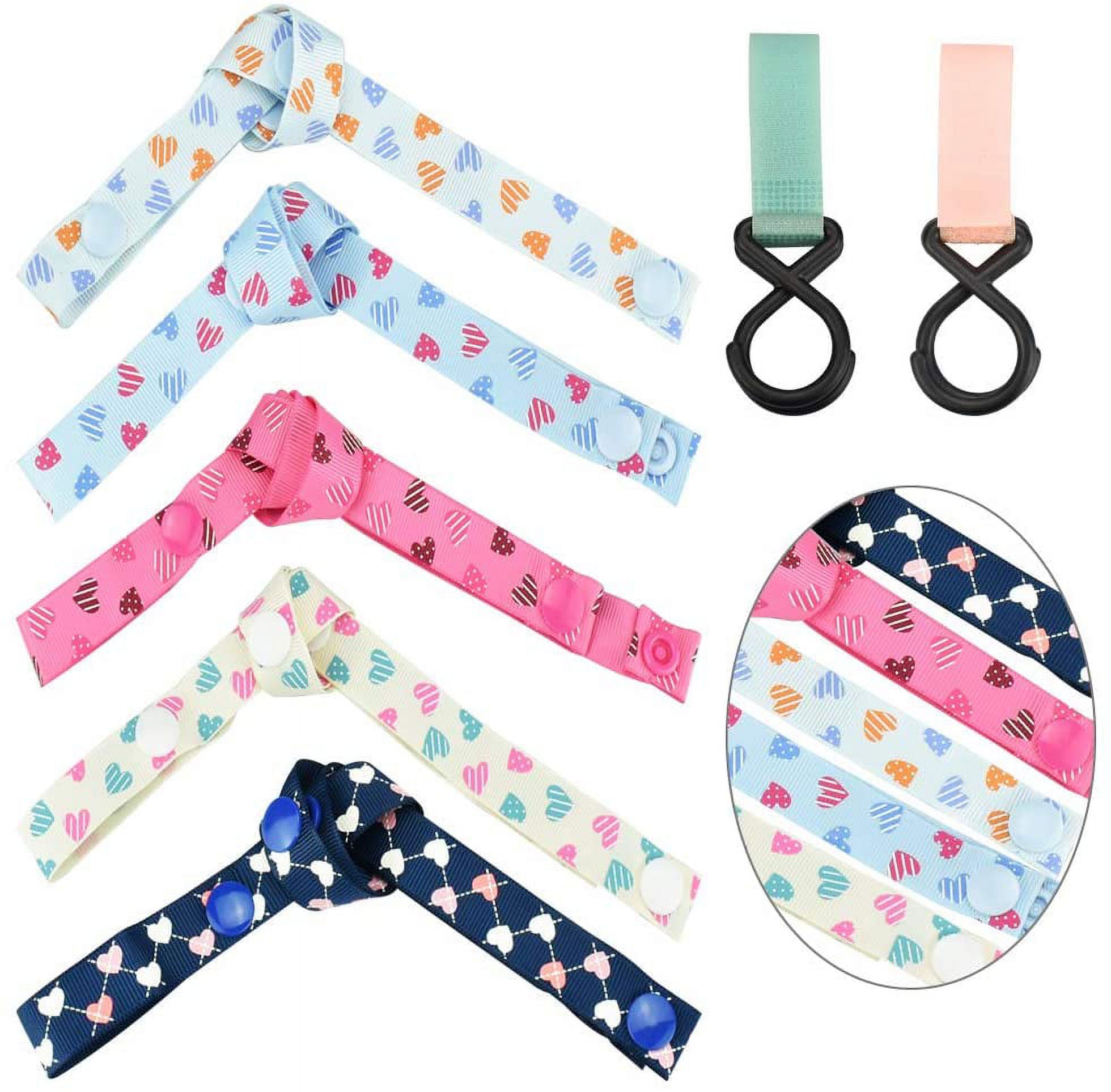 BUZIFU 5 Pcs Baby Toy Straps BPA Free Toy Keeper Strap 5 Styles