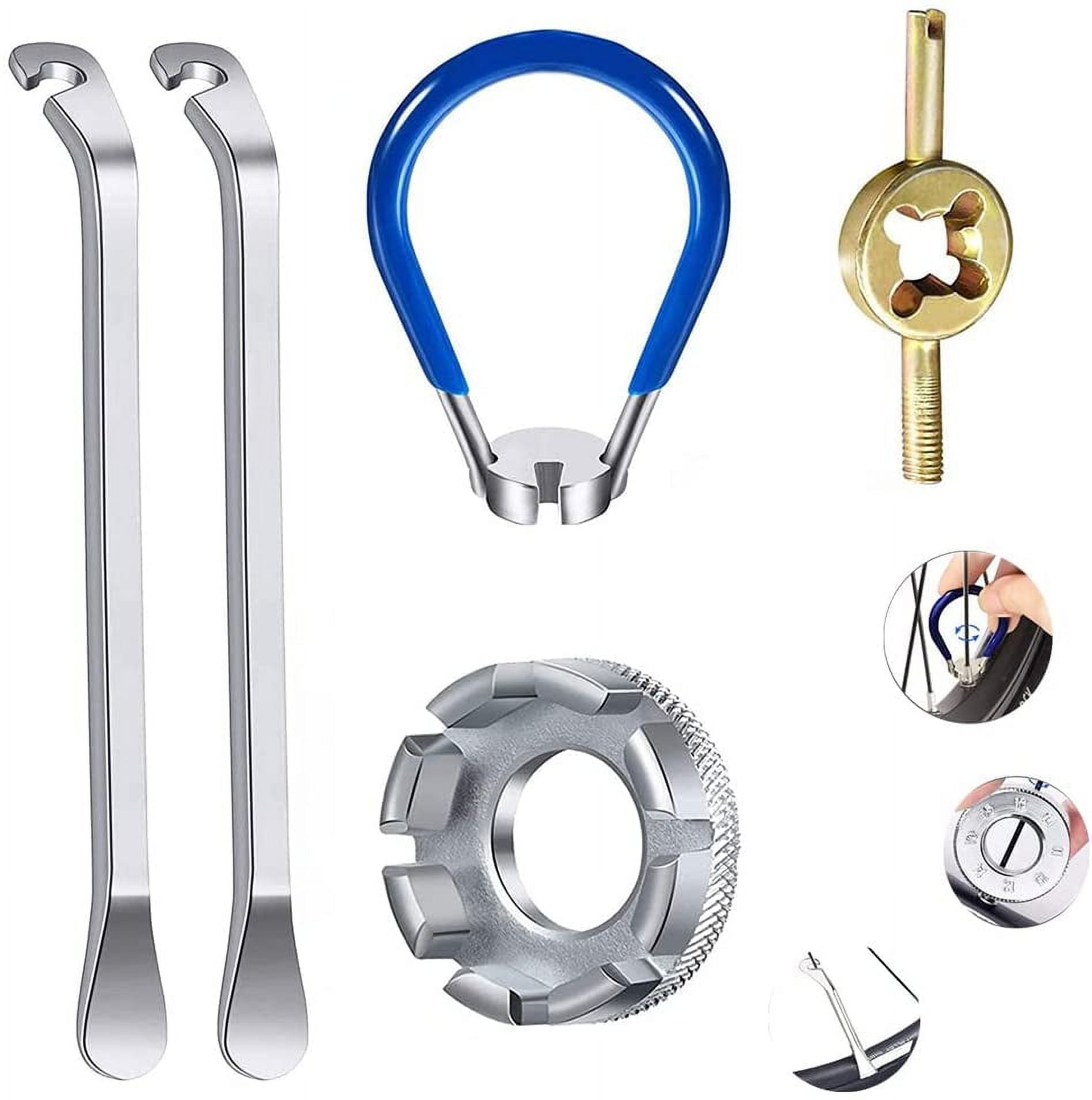 BUZIFU 5-Piece Bike Accessories, Spoke Wrench & Tightening Key, Tyre ...