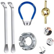BUZIFU 5 Pieces Bicycle Spoke Wrench Bicycle Spoke Tool with Tyre Lever Tools Set Bicycle Rim Correct Kit Bicycle Bags Tools for Repair
