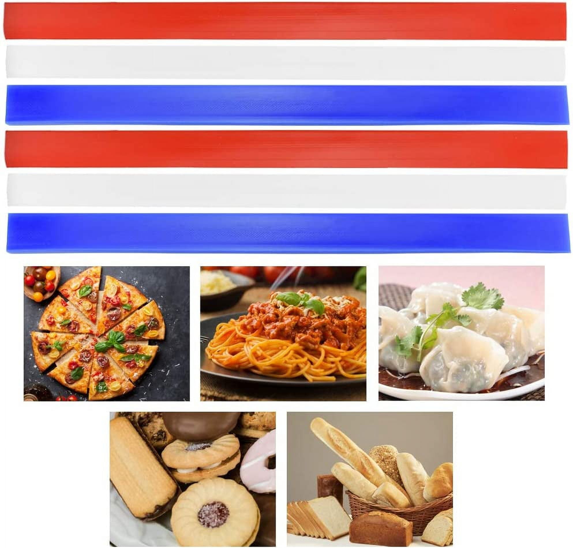 BUZIFU 6pcs Rolling Pin Guides Silicone Measuring Dough Thickness Strips Flexible Rolling Pin