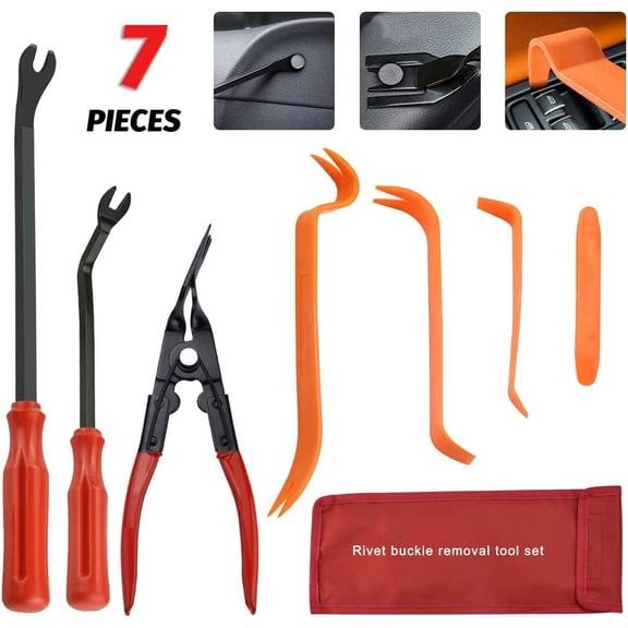 BUZIFU 7Pcs Auto Trim Removal Tool Clip Pliers Set Fastener Remover Plastic Pry Tool Auto Panel Trim Car Trim Tool Auto Interior Trim Disassemble Tools with Storage Bag for Car Door Panel Dashboard