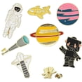 thumbnail image 1 of BUZIFU 7Pcs Cute Enamel Lapel Pin Set Space Jewellery Badge Pin Cartoon Space Brooch Planet Rocket Spaceman Telescope Robot Brooch for Clothes Bag Jacket Backpack Decoration, Christmas New Year Gift, 1 of 7
