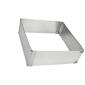 BUZIFU Adjustable Baking Frame Stainless Steel Cake Mould Tin Rectangular Mousse Rings Telescopic Mousse Mold DIY Square Baking Mould Tray for Cakes Dessert Pastry,15 * 15 * 5cm-28 * 28 * 5cm