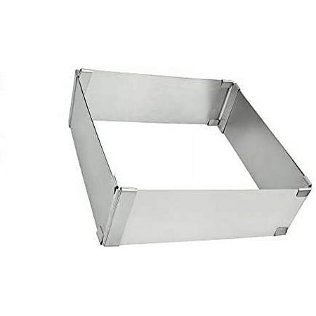 BUZIFU Adjustable Baking Frame Stainless Steel Cake Mould Tin Rectangular Mousse Rings Telescopic Mousse Mold DIY Square Baking Mould Tray for Cakes Dessert Pastry,15 * 15 * 5cm-28 * 28 * 5cm