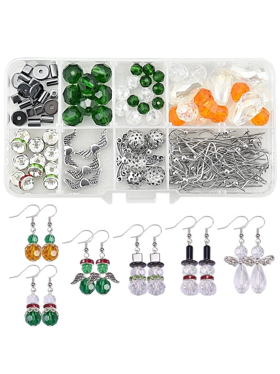 1 Set Christmas Earring Making Kits Crystal Bead Jewelry Making Supplies Glass Christmas Drop Dangle Earrings for DIY Snowman Earrings, Angel Earrings and Other Christmas Theme Earrings