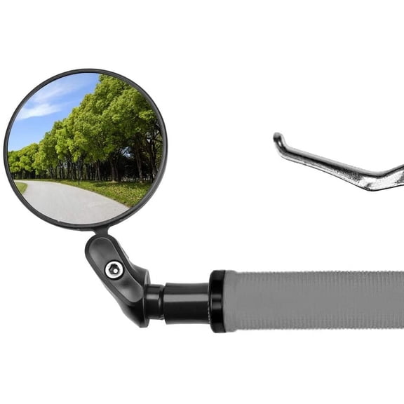 BUZIFU Bar End Bike Mirror, 360° Adjustable Rotatable Handlebar Convex Mirror Plastic Bike Mirror with Wide Angle Lens Safety Rear View Mirror for Mountain Road Bike Cycling Push Bikes