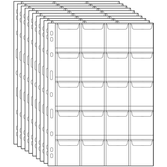 BUZIFU Coin Pocket Pages 20 Pockets/Sheet Standard 9Hole Coin Pocket