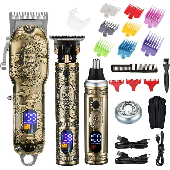 BUZIFU Hair Clippers Cordless Hair Clippers and Beard Nose Trimmer Set Wireless Clippers for Men Hair Cutting