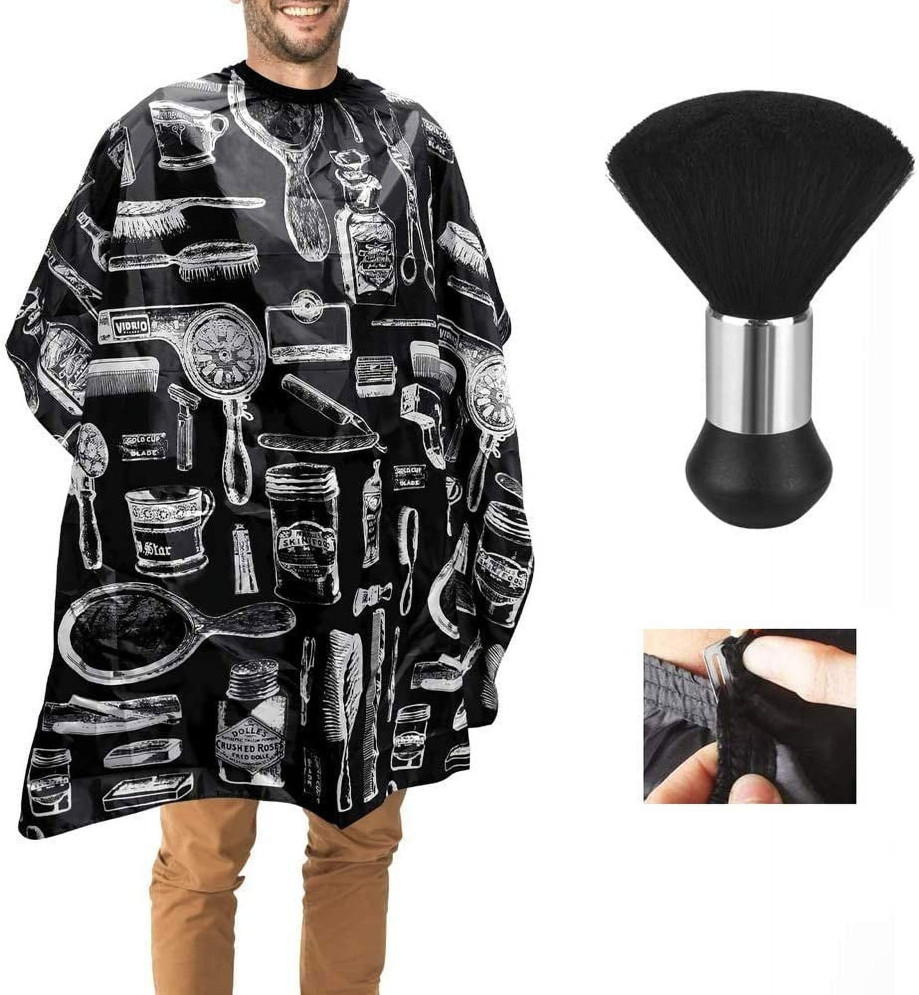 BUZIFU Hairdressing Gown Barber Capes with Hairdresser Neck Brushes Hair Sweep Brush Hair Cutting Gown Salon Cape Hairdressing Apron Haircut Cloth for Styling Cutting Coloring (1 Set, 120 * 140CM)