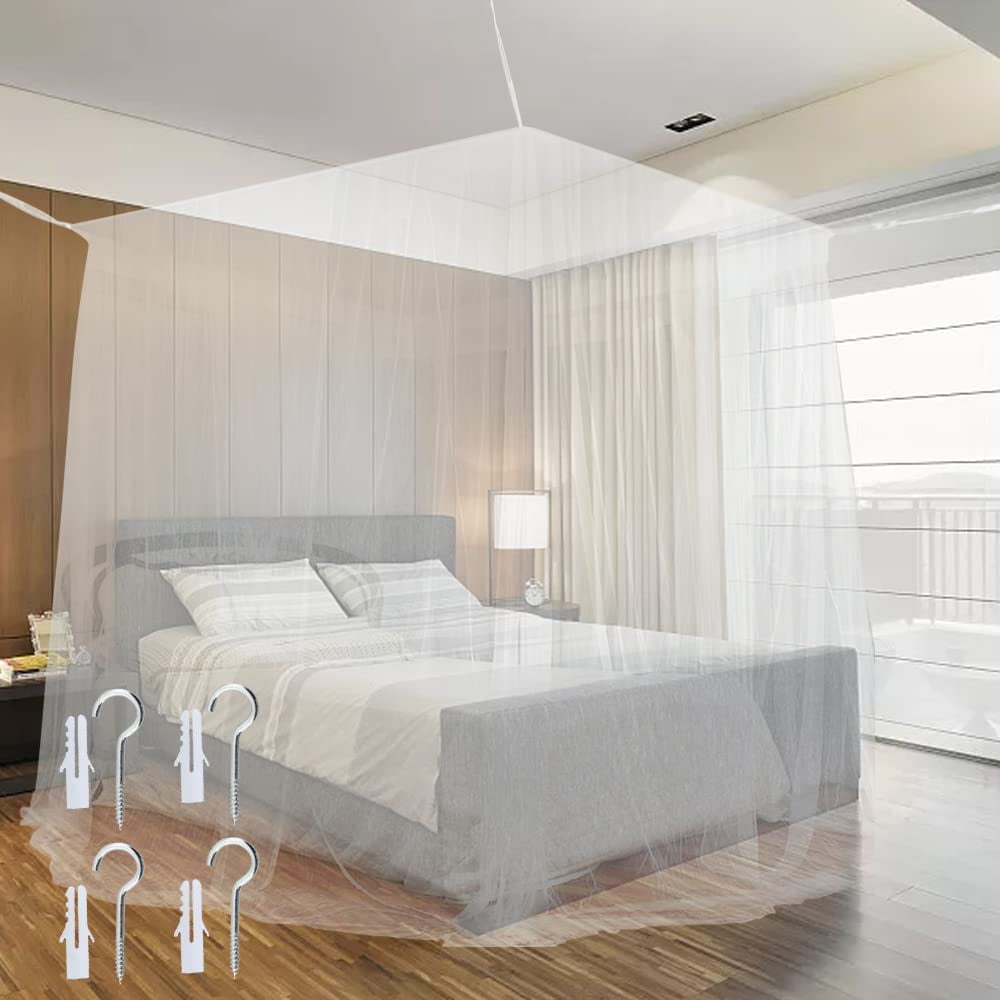 BUZIFU Mosquito Net 4 Corner Post Bed Canopy Bed Mosquito Netting Mesh ...