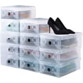 thumbnail image 1 of BUZIFU Shoe Storage Boxes 20 Pcs Clear Plastic Shoe Box Heavy Duty Tainer Storage Container Tidy Shoes Boxes Stackable Foldable Shoe Holder Organizer for Women Ladies Men (28 x 18 x 9.5cm), 1 of 7
