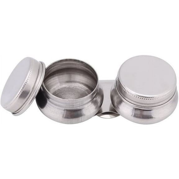 BUZIFU Stainless Steel Large Double Dipper Palette Cup Oil Container Paint Megilp Turpentine Solvent Container with Screw Cap