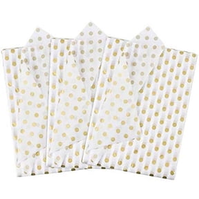 BUZIFU Tissue Paper Sheets 50 Sheets Gift Wrapping Tissue Paper,White Xmas Wrapping Paper,with Gold Polka Dots,Birthday Wrapping Paper Packing,Tissue Paper for DIY Crafts Gifts Present (20x28inch)