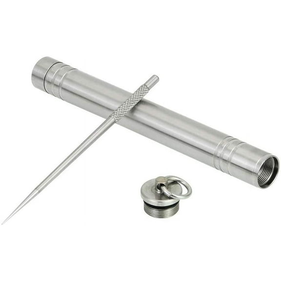 BUZIFU Toothpick Holder Pocket Waterproof Stainless Steel Toothpick Box Container Portable Toothpick Holder with Reusable Titanium Toothpick for Purse Outdoor Camping Picnic(Sliver)