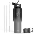 thumbnail image 1 of BUZIO 32oz Thermoarmour Insulated Reusable Metal Water Bottle with Straw Lid, Black Gray Gradient, 1 of 10