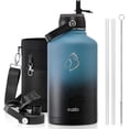 thumbnail image 1 of BUZIO 64 oz Half Gallon Insulated Water Bottle Jug with Straw Lid and Spout Lids Stainless Steel Double Wall Vacuum BPA-Free Wide Mouth Sports Drink Flask,Samurai Cyan, 1 of 10