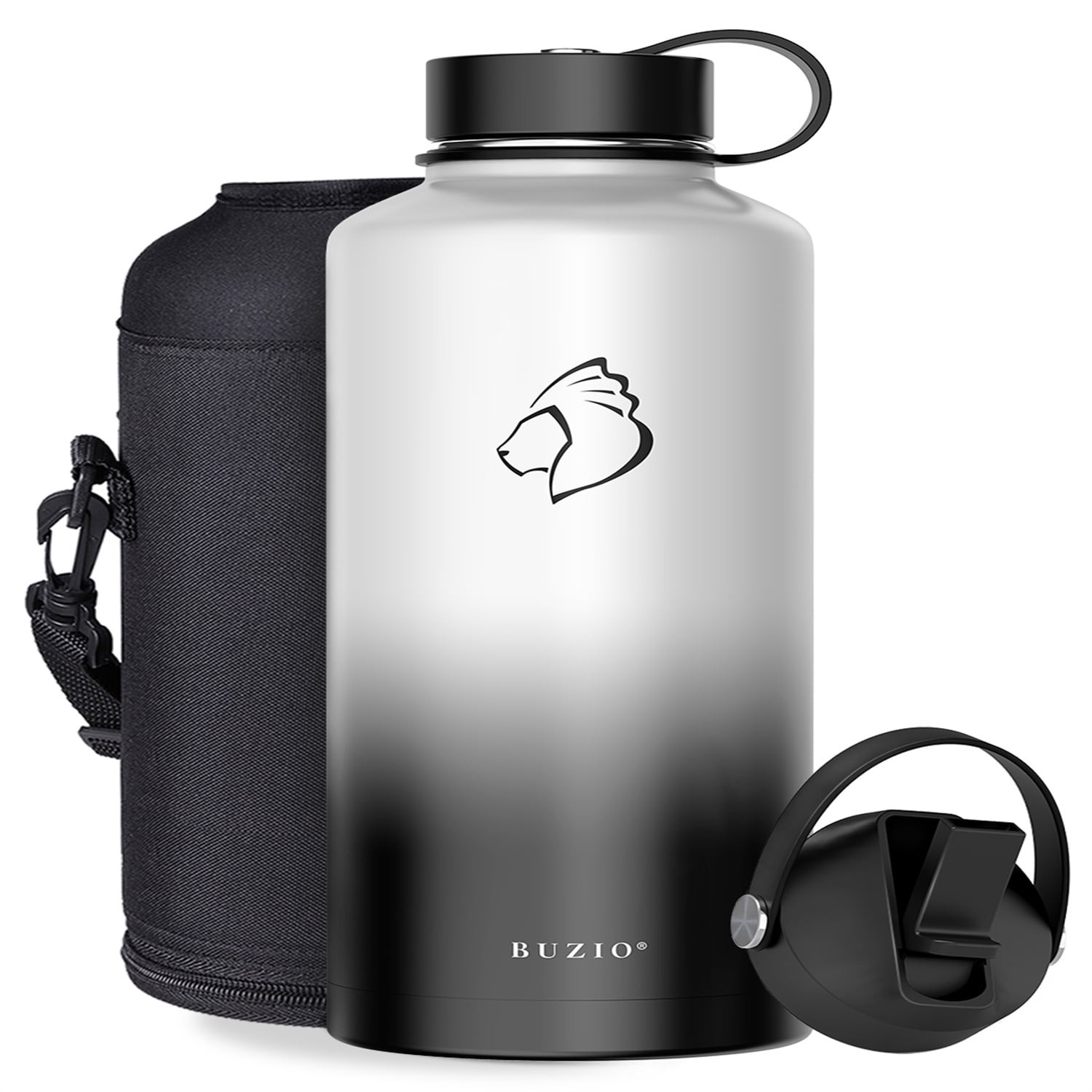 Aqwzh 20 oz Black Vacuum Insulated Stainless Steel Water Bottle with Wide Mouth and Straw Lid, Size: 3.9 inch x 3.9 inch x 11 inch