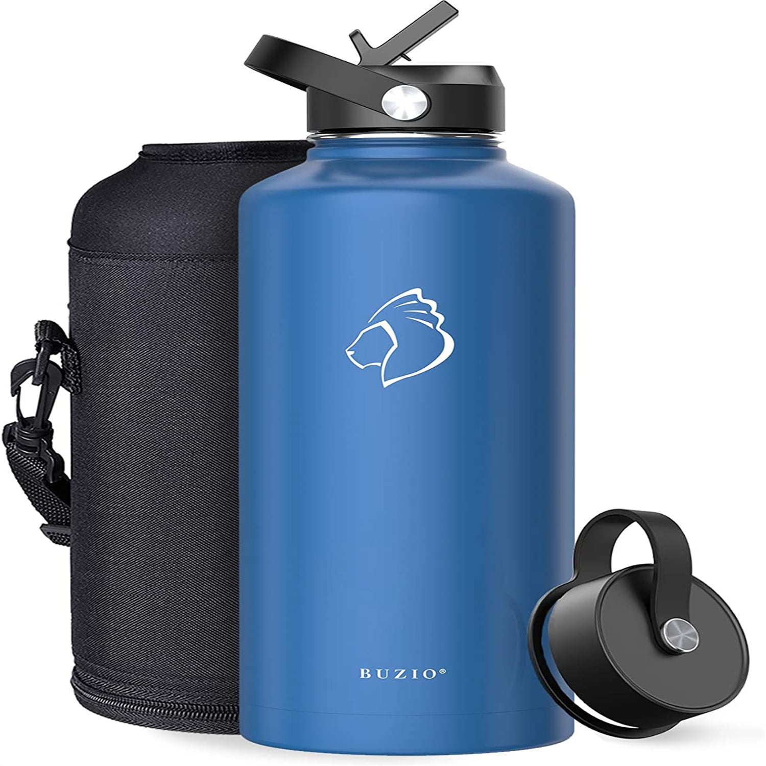BUZIO Vacuum Insulated Stainless Steel Water Bottle 87oz (Cold for 48  Hrs/Hot for 24 Hrs) Half Gallon BPA Free Double Wall Travel Mug/Flask for