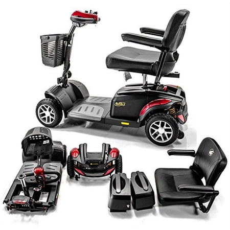 BUZZAROUND EX Extreme 4-Wheel Heavy Duty Long Range Mobility Scooter, Red and Blue Colored - Panels Included