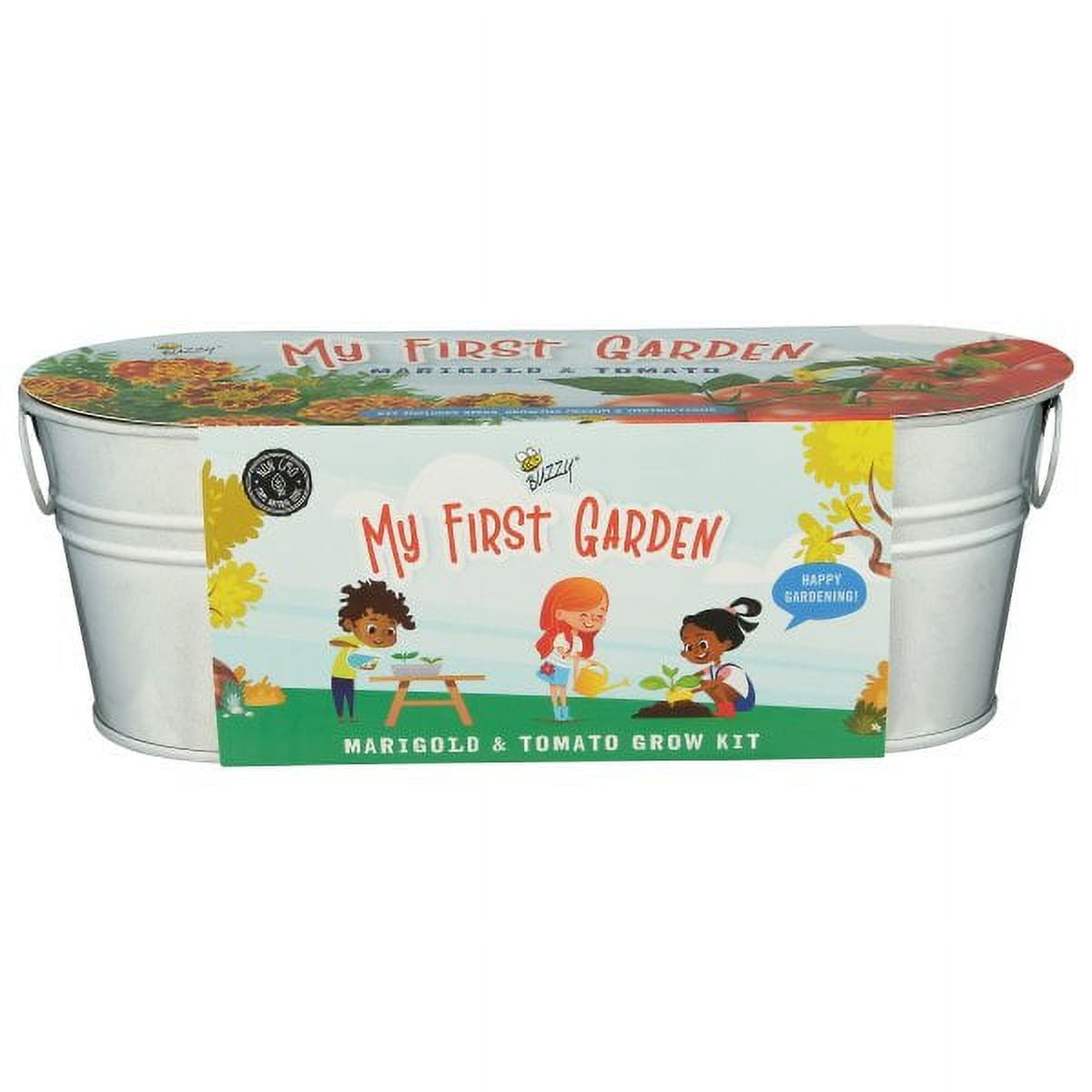 Kids Galvanized Windowsill Tomato and Marigold Grow Kit