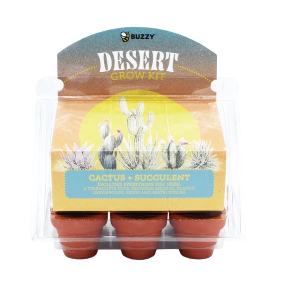 Buzzy Seeds Cactus and Succulent Seed Starter Greenhouse Grow Kit 6pk