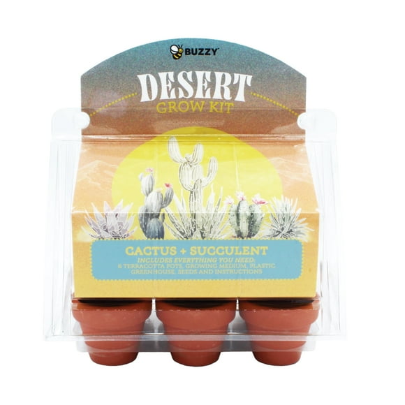 Buzzy Seeds Cactus and Succulent Seed Starter Greenhouse Grow Kit 6pk