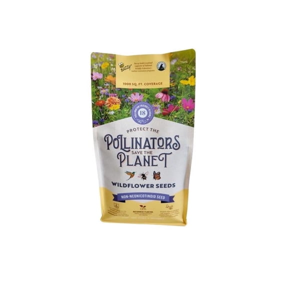 BUZZY Wildflower Pollinator Seed Mix (1lb Bag), 18 Pollinator-Friendly Varieties, Protect The Pollinators & Save The Planet, Coneflower, Sunflower, Calendula, Cosmos, & More, Growth Guaranteed