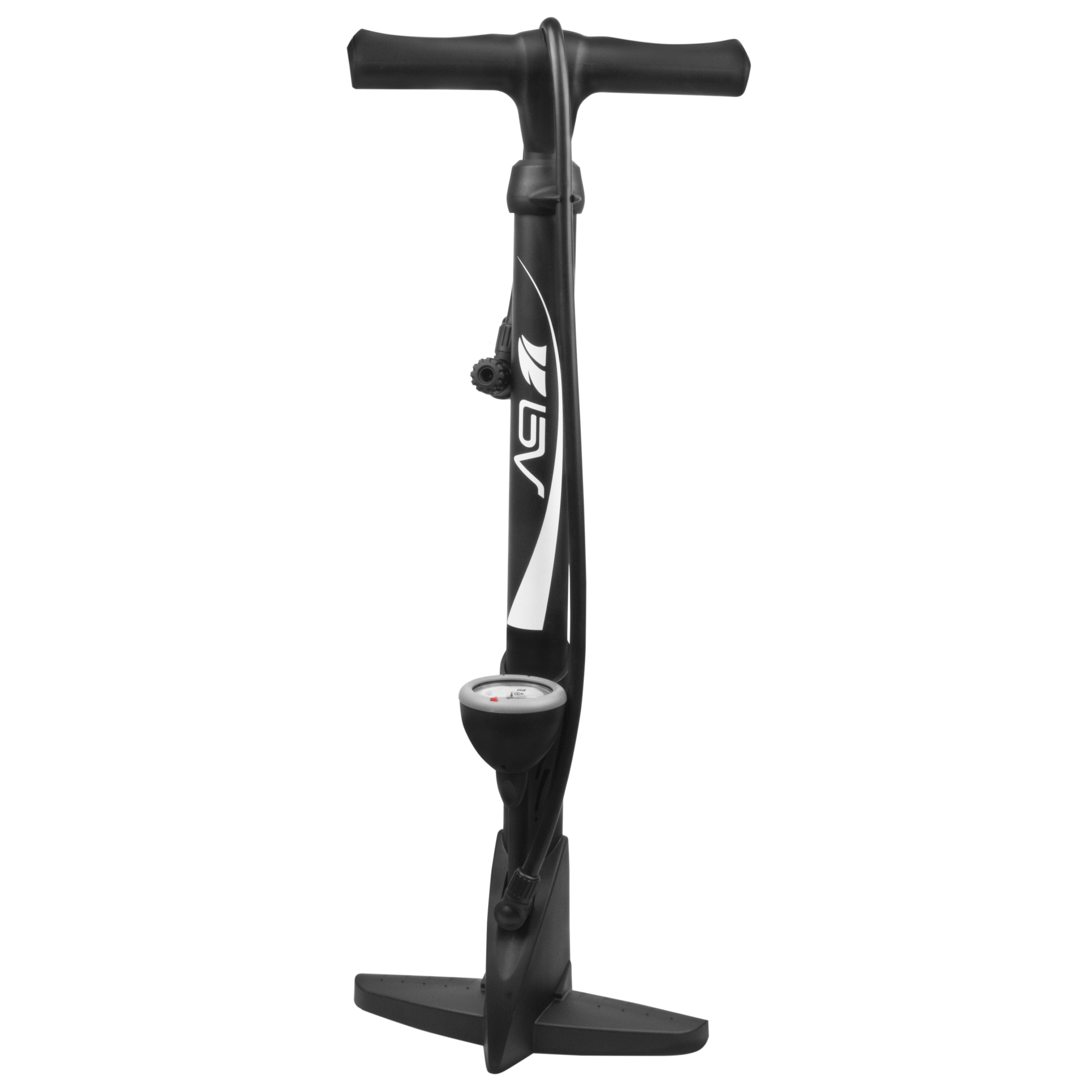 BV Bicycle Plastic Floor Pump Black with Large Gauge, 160 PSI, Reversible Presta & Schrader