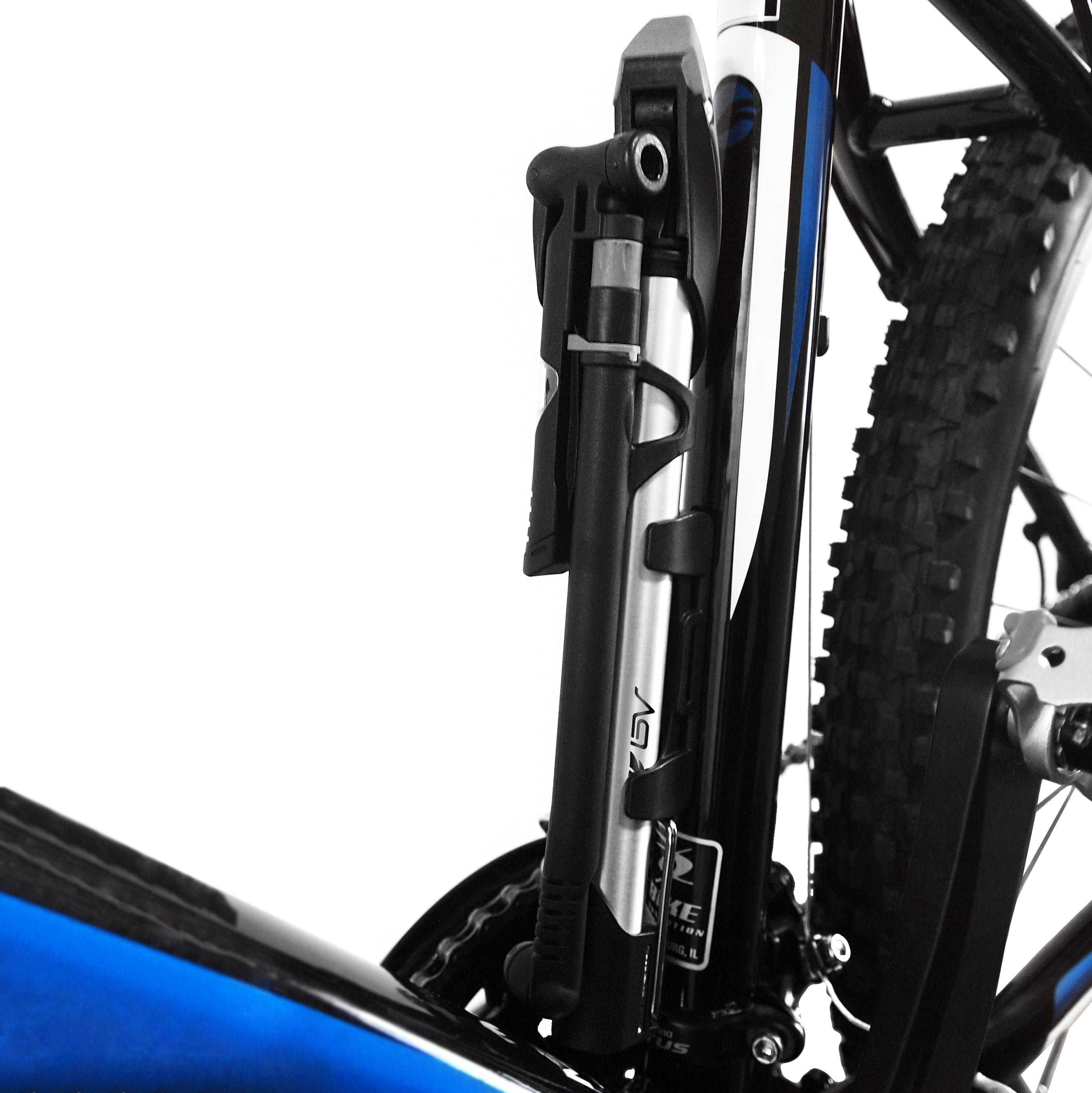 BV Bike Micro Floor Pump, Inline Gauge, Reversible Presta Schrader, Long Hose, Frame Mount