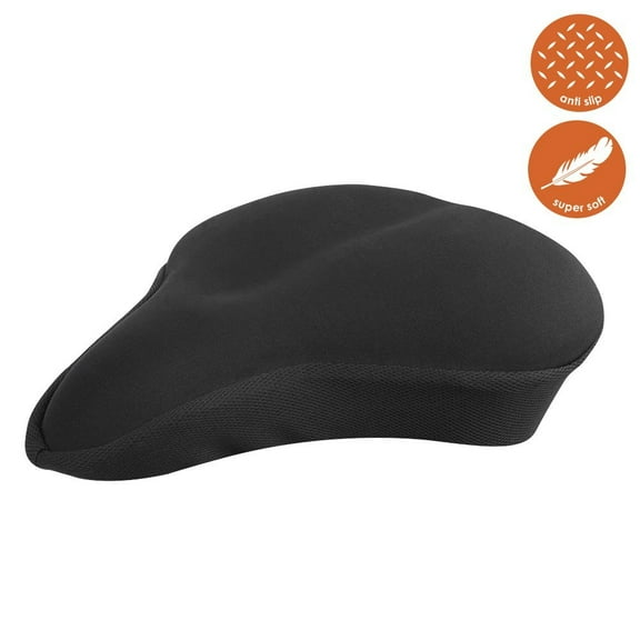 BV Bike Seat Cover - Extra Soft Memory Foam Bicycle Saddle Cushion (Black-Large)