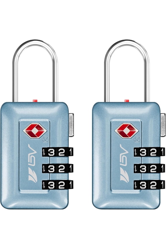 TSA Accepted 3-Digit Combination Travel Lock for Luggage, Gym Locker, Toolbox, Cabinets & More – Arctic Blue, 2 pack