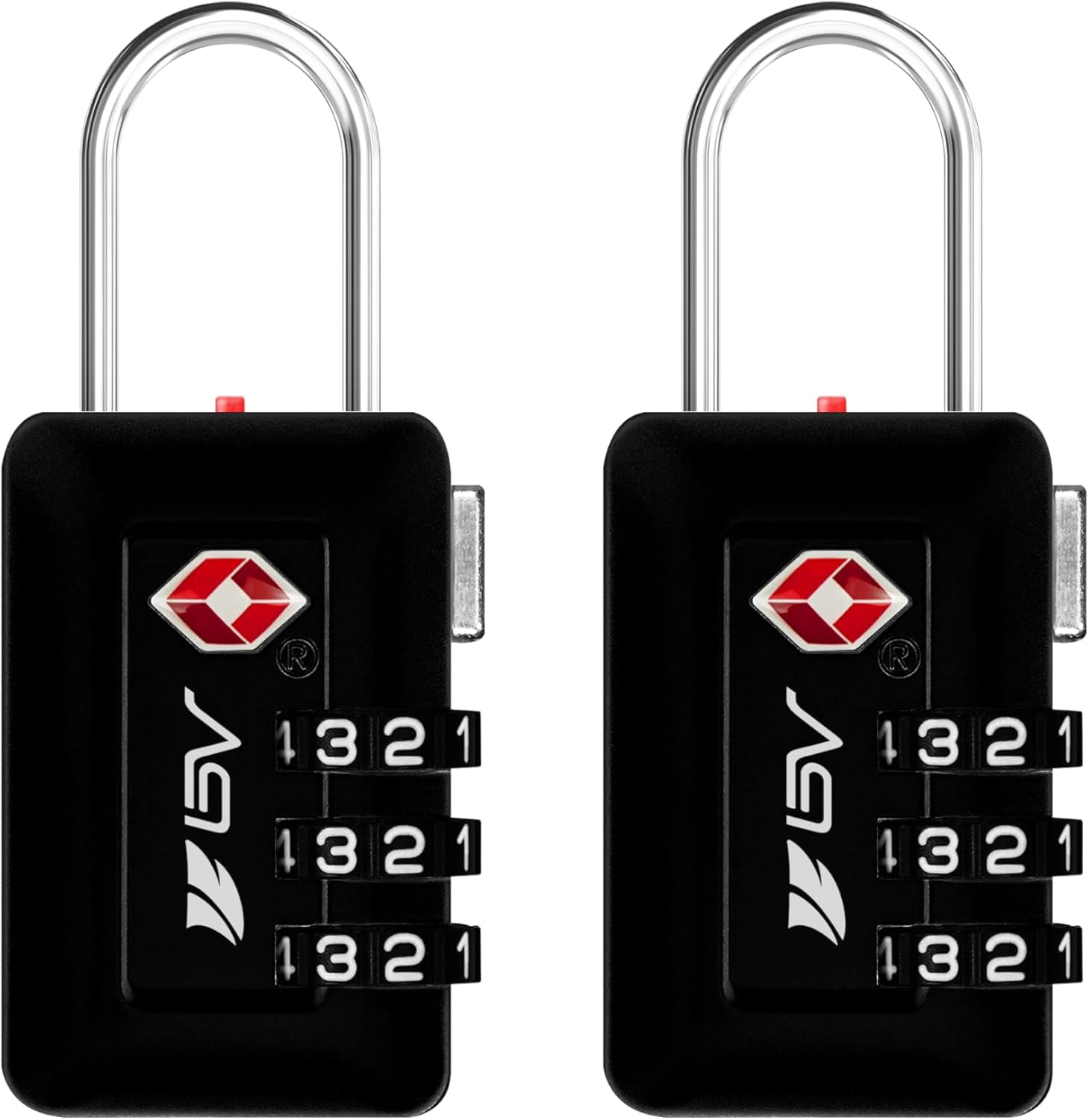 BV TSA Accepted 3-Digit Combination Travel Lock for Luggage, Gym Locker, Toolbox, Cabinets & More – Black, 2 Pack