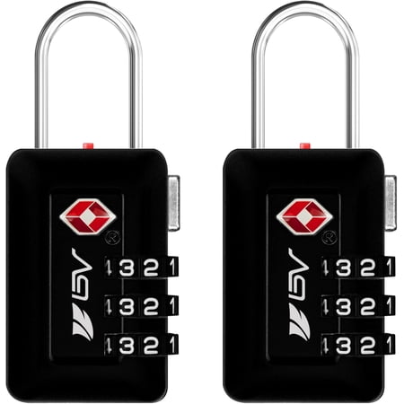 BV TSA Accepted 3-Digit Combination Travel Lock for Luggage, Gym Locker, Toolbox, Cabinets & More – Black, 2 Pack