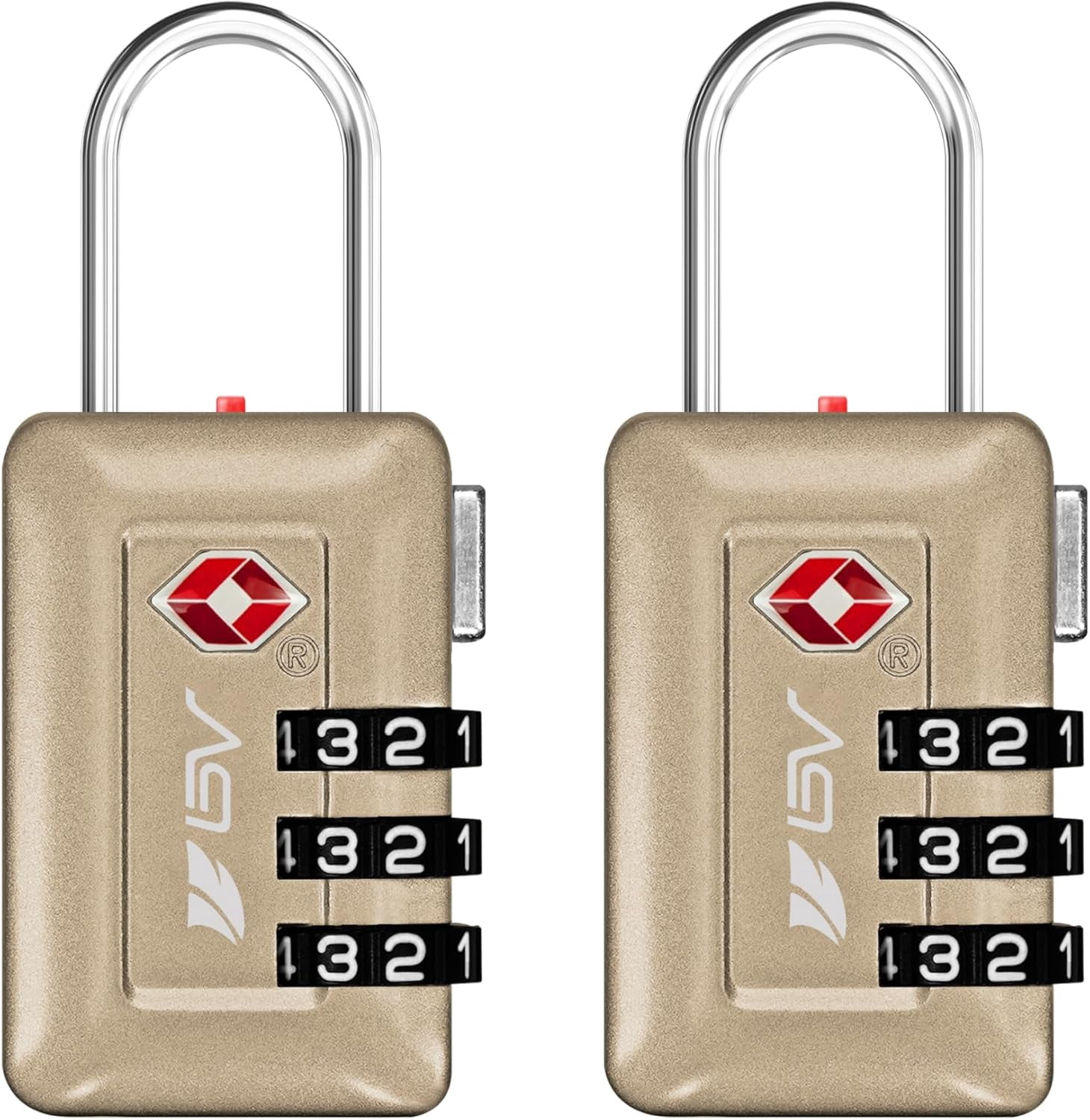BV TSA Accepted 3-Digit Combination Travel Lock for Luggage, Gym Locker, Toolbox, Cabinets & More – Champagne Gold, 2 pack