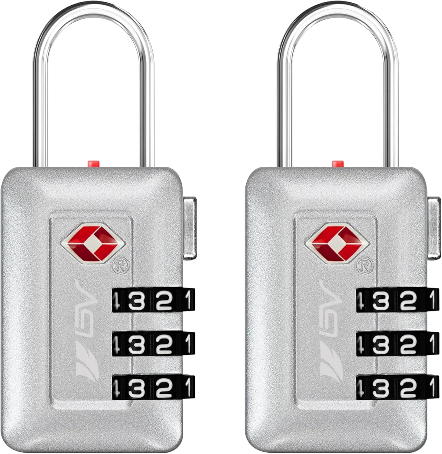 BV TSA Accepted 3-Digit Combination Travel Lock for Luggage, Gym Locker, Toolbox, Cabinets & More – Silver, 2 Pack