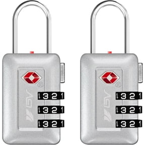 BV TSA Accepted 3-Digit Combination Travel Lock for Luggage, Gym Locker, Toolbox, Cabinets & More – Silver, 2 Pack