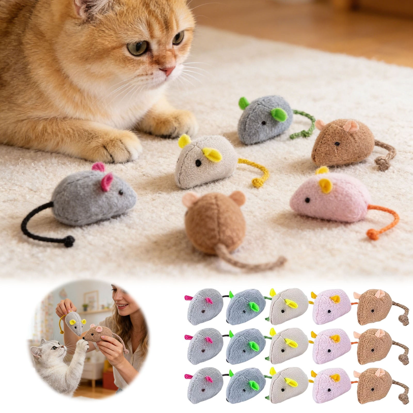 BVCL Cat With Tail Interactive Teaser For Indoor Play And Exercise