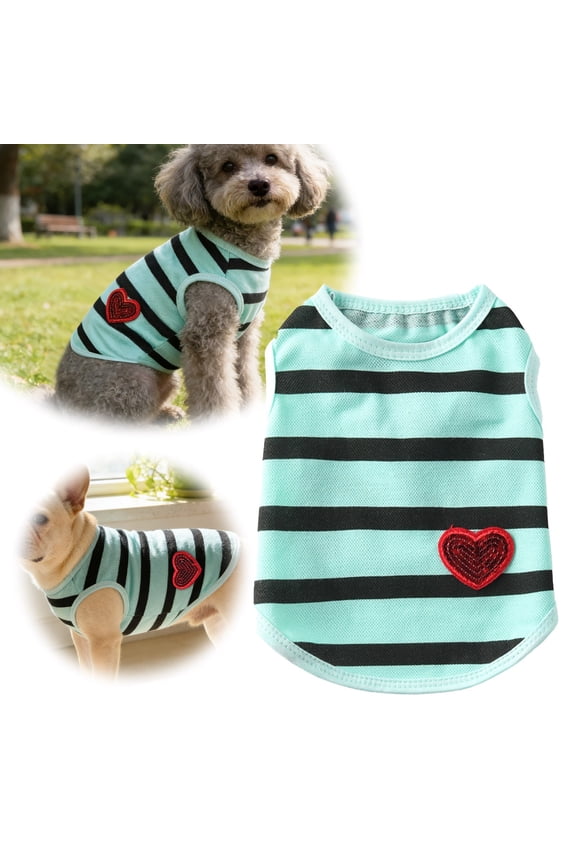 Lightweight Soft Comfortable And Breathable Perfect For Summer Wear Suitable For Small To Medium Sized And With A Striped Heart Pattern.