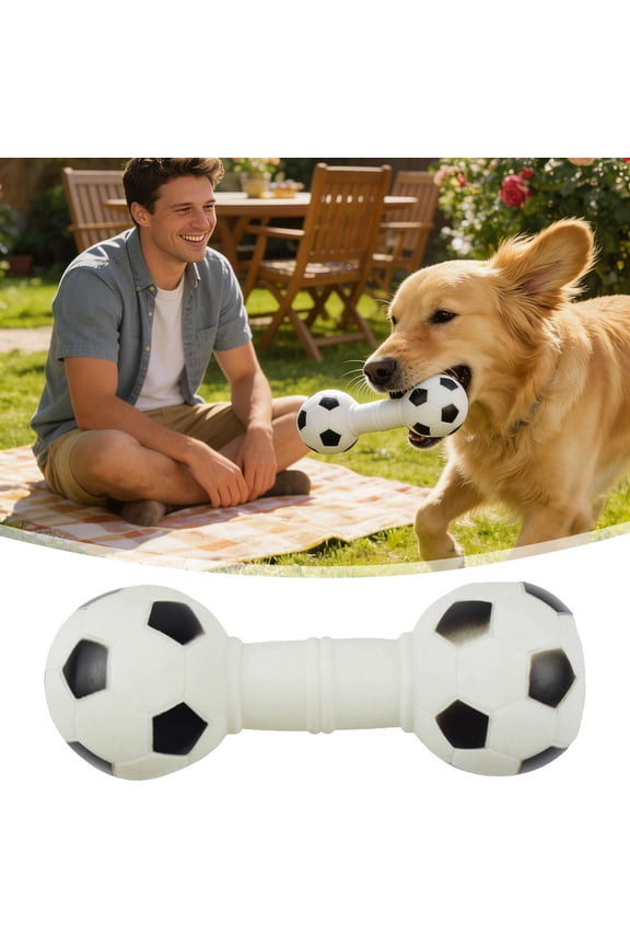 Squeaky Chew Vinyl Barbell Shape Teething Interactive For Puppies And