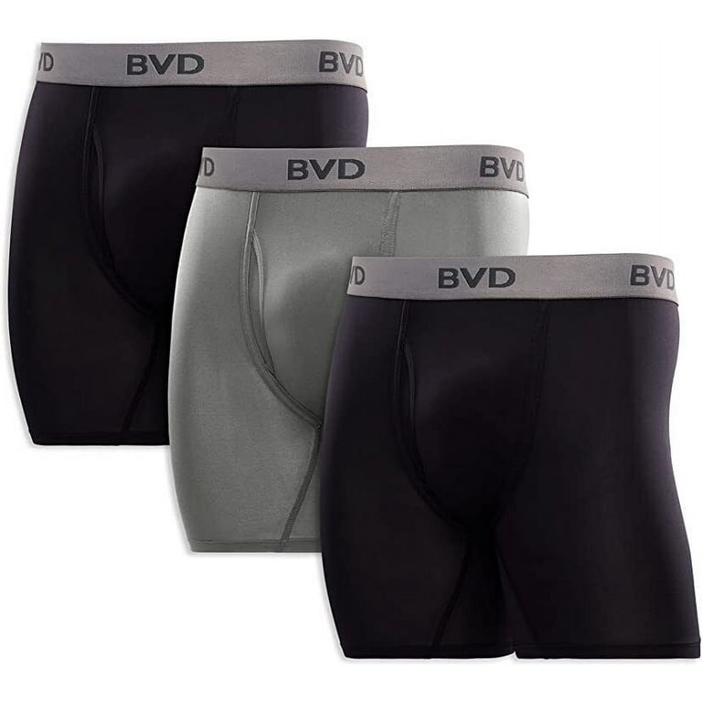 BVD 3 Pack Men's Microfiber Boxer Briefs (Cooling Fabric & Odor Protection)  