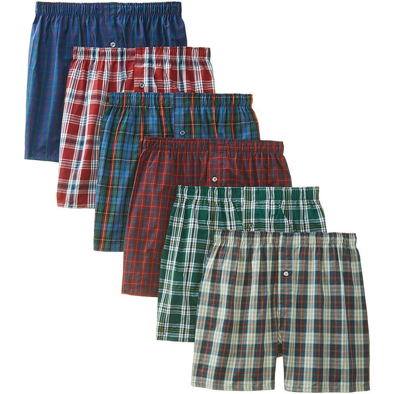 BVD Men's Underwear 55% Cotton & 45% Polyester Large Boxer Shorts- (36-38)  Randoms Assorted Color Tartans