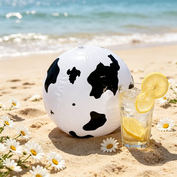 BVEBJDX 7.08 Inch Inflatable Cow Patterns Beach Ball Summer Pool Toy Funs Outdoor Play Balloons Party Game Lightweight Durables Adults