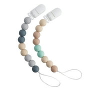 BVEBJDX Campus Silicone Pacifier Clip Holder with One Piece Design, Pack of 2 Soft Flexible Binky Clips with Texture for Baby Boy and Girl Set 16M+